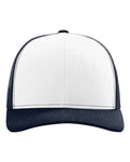Richardson 112 Snapback Trucker Cap - White/ Navy - front