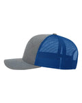 Richardson 112 Snapback Trucker Cap - Heather Grey/ Royal - side