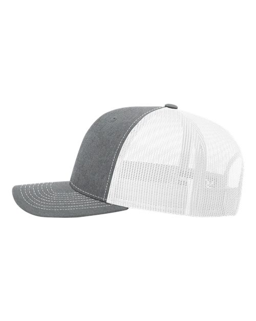 Richardson 112 Snapback Trucker Cap - Heather Grey/ White - side