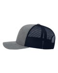 Richardson 112 Snapback Trucker Cap - Heather Grey/ Navy - side