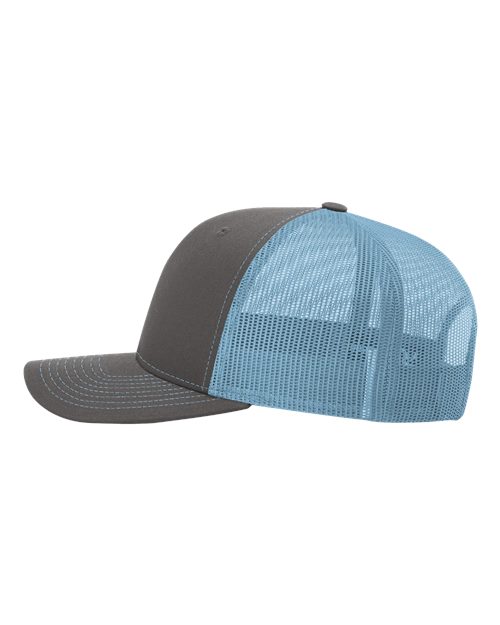 Richardson 112 Snapback Trucker Cap - Charcoal/ Columbia Blue - side