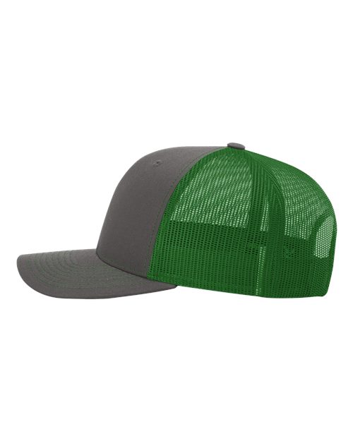 Richardson 112 Snapback Trucker Cap - Charcoal/ Kelly - side