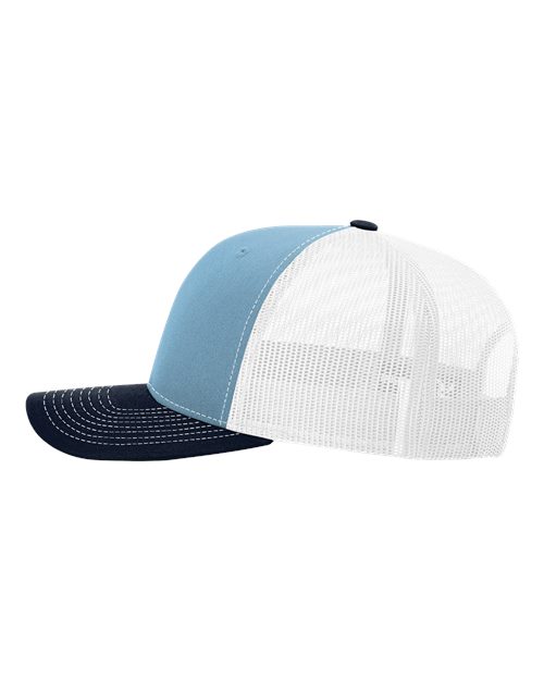 Richardson 112 Snapback Trucker Cap - Columbia Blue/ White/ Navy - side