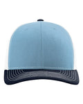 Richardson 112 Snapback Trucker Cap - Columbia Blue/ White/ Navy - front