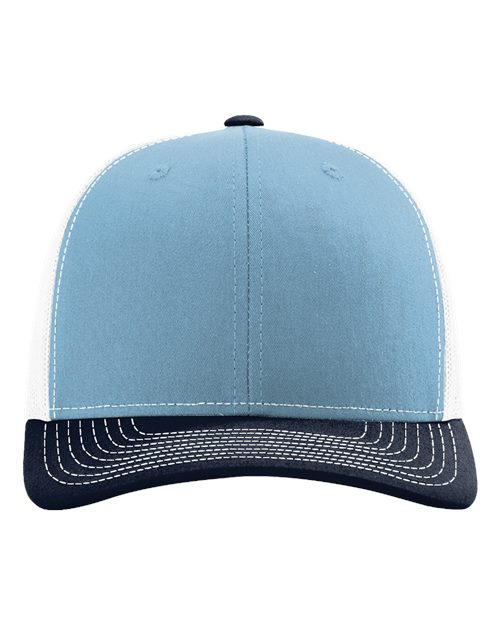 Richardson 112 Snapback Trucker Cap - Columbia Blue/ White/ Navy - front