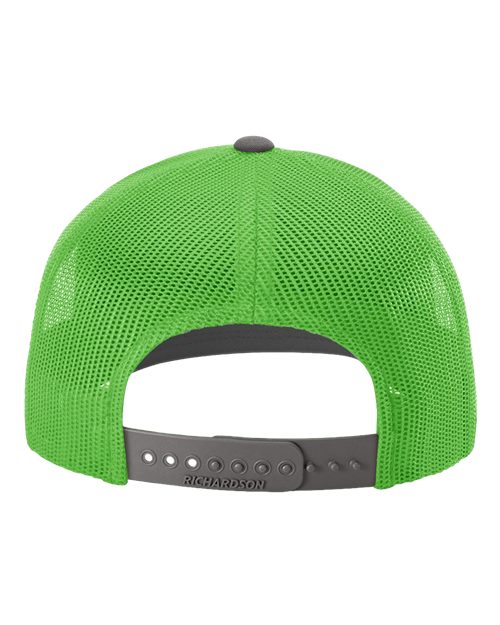 Richardson 112 Snapback Trucker Cap - Charcoal/ Neon Green - back