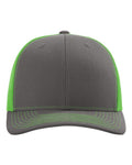 Richardson 112 Snapback Trucker Cap - Charcoal/ Neon Green - front