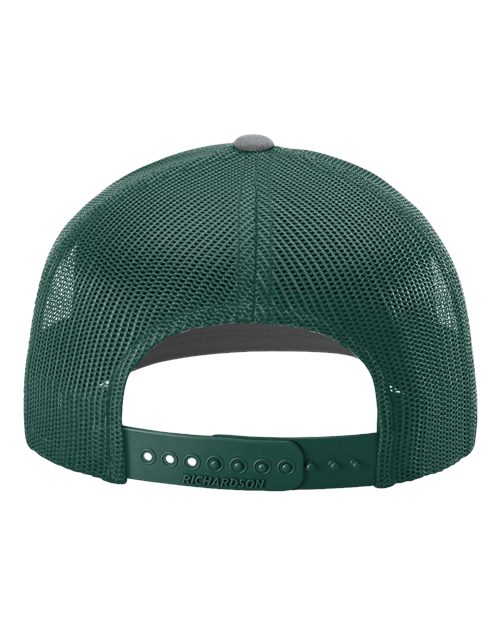 Richardson 112 Snapback Trucker Cap - Heather Grey/ Dark Green - back