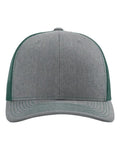 Richardson 112 Snapback Trucker Cap - Heather Grey/ Dark Green - front