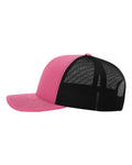 Richardson 112 Snapback Trucker Cap - Hot Pink/ Black - side
