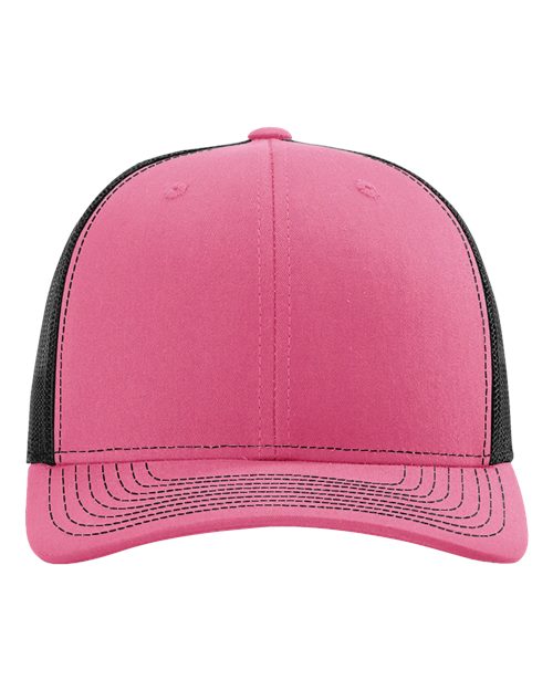 Richardson 112 Snapback Trucker Cap - Hot Pink/ Black - front