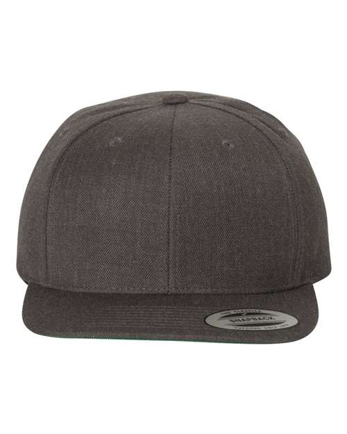 Yupoong 6089M Premium Flat Bill Snapback Cap - Dark Heather - front