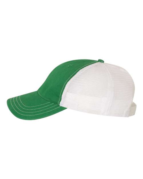 Richardson 111 Garment-Washed Trucker Cap - Kelly/ White - side