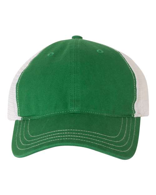 Richardson 111 Garment-Washed Trucker Cap - Kelly/ White - front