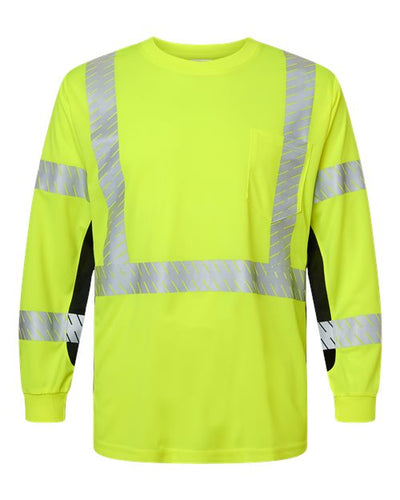 Kishigo 9134-9135 Unisex Premium Black Series Long Sleeve T-Shirt - Lime - front