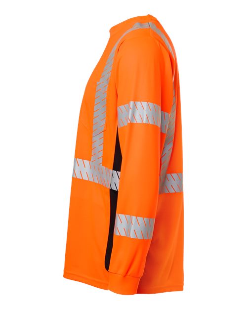 Kishigo 9134-9135 Unisex Premium Black Series Long Sleeve T-Shirt - Orange - side