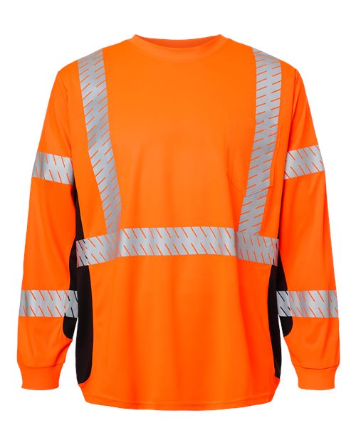 Kishigo 9134-9135 Unisex Premium Black Series Long Sleeve T-Shirt - Orange - front
