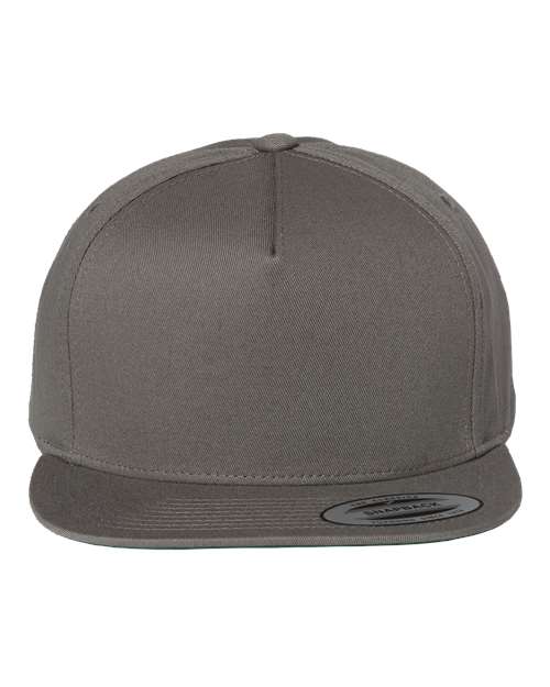 Yupoong 6007 Five-Panel Cotton Twill Snapback Cap - Dark Grey - front
