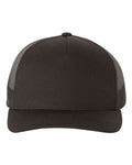 Yupoong 6506 Five-Panel Retro Trucker Cap - Black - front