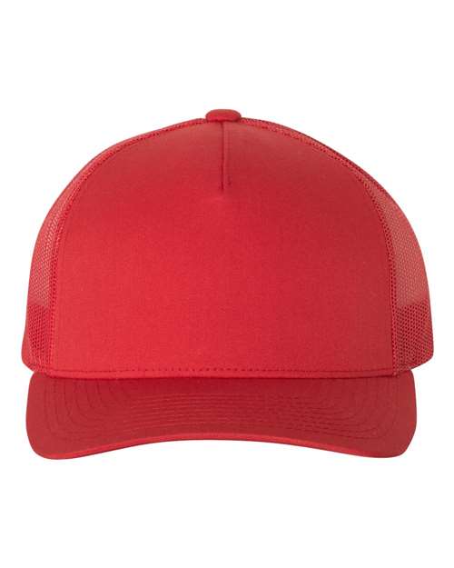 Yupoong 6506 Five-Panel Retro Trucker Cap - Red - front