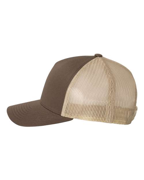 Yupoong 6506 Five-Panel Retro Trucker Cap - Brown/ Khaki - side