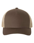Yupoong 6506 Five-Panel Retro Trucker Cap - Brown/ Khaki - front