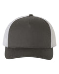 Yupoong 6506 Five-Panel Retro Trucker Cap - Charcoal/ White - front