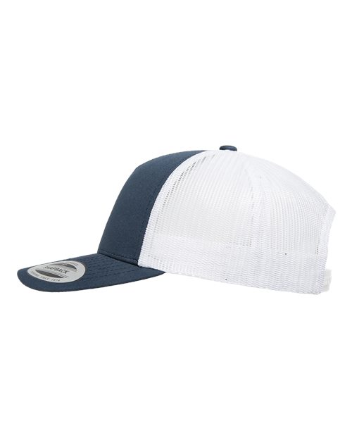 Yupoong 6506 Five-Panel Retro Trucker Cap - Navy/ White - side