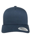 Yupoong 6506 Five-Panel Retro Trucker Cap - Navy/ White - front