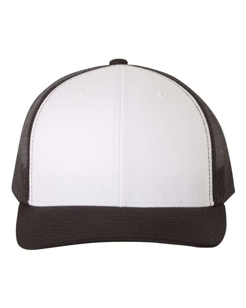 Yupoong 6606 Retro Trucker Cap - Black/ White/ Black - front