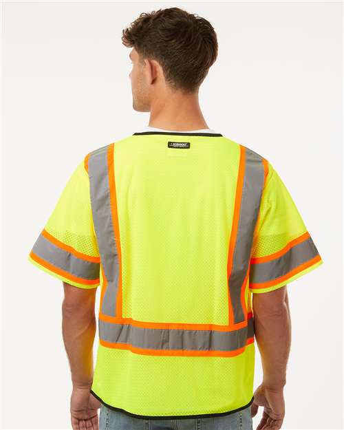 Kishigo 1565-1566 Unisex Class 3 Mesh Zippered Vest - Lime - model back