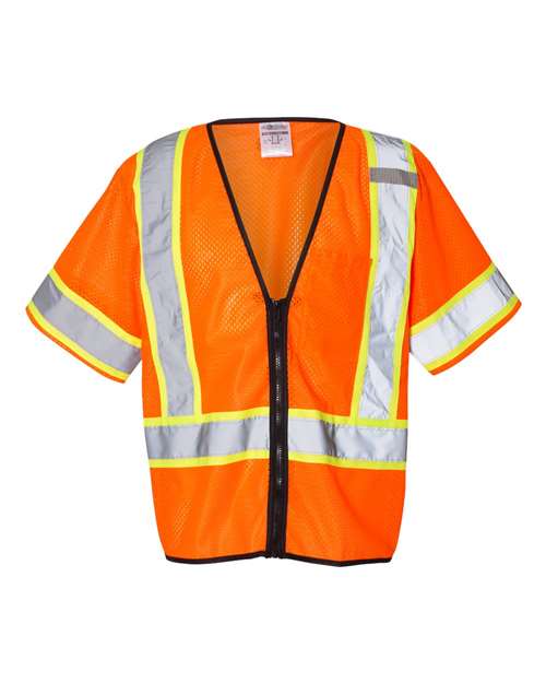 Kishigo 1565-1566 Unisex Class 3 Mesh Zippered Vest - Orange - front