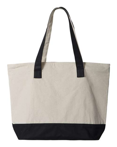Q-Tees Q1300 19L Zippered Tote - Natural/ Black - back
