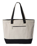 Q-Tees Q1300 19L Zippered Tote - Natural/ Black - front