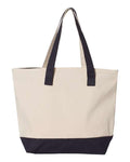 Q-Tees Q1300 19L Zippered Tote - Natural/ Navy - back