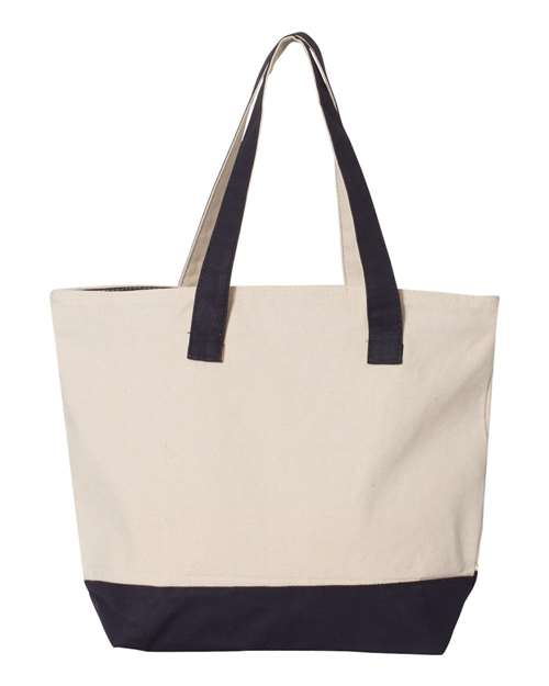 Q-Tees Q1300 19L Zippered Tote - Natural/ Navy - back