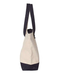 Q-Tees Q1300 19L Zippered Tote - Natural/ Navy - side