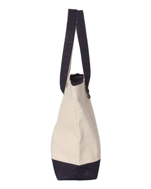 Q-Tees Q1300 19L Zippered Tote - Natural/ Navy - side