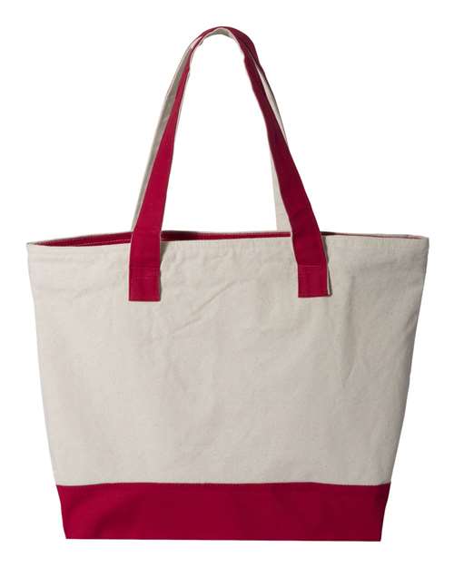 Q-Tees Q1300 19L Zippered Tote - Natural/ Red - back