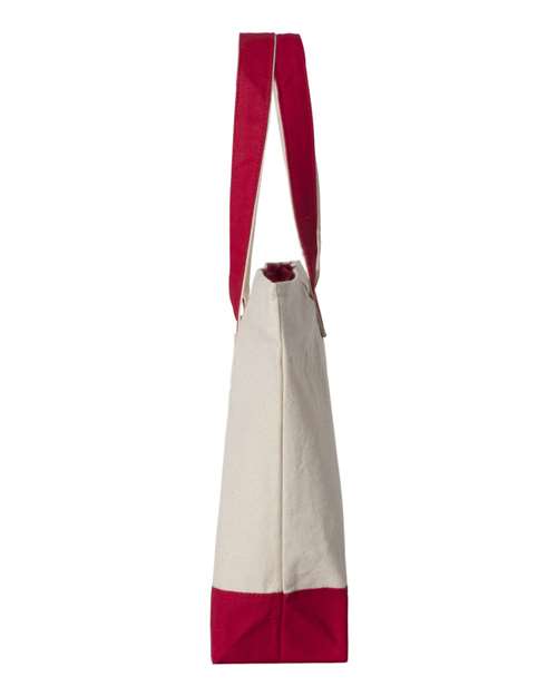Q-Tees Q1300 19L Zippered Tote - Natural/ Red - side