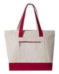 Q-Tees Q1300 19L Zippered Tote - Natural/ Red - front