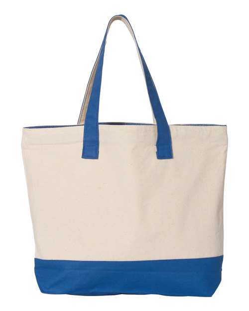 Q-Tees Q1300 19L Zippered Tote - Natural/ Royal - back
