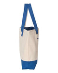 Q-Tees Q1300 19L Zippered Tote - Natural/ Royal - side
