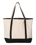 Q-Tees Q1500 34.6L Large Canvas Deluxe Tote - Natural/ Black - back