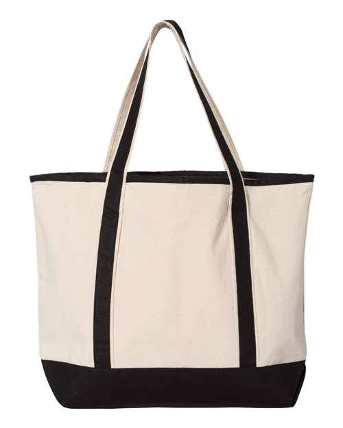 Q-Tees Q1500 34.6L Large Canvas Deluxe Tote - Natural/ Black - back