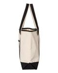 Q-Tees Q1500 34.6L Large Canvas Deluxe Tote - Natural/ Black - side