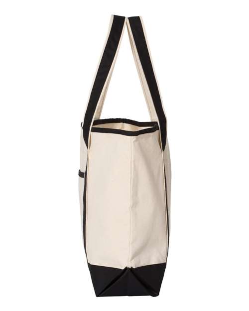 Q-Tees Q1500 34.6L Large Canvas Deluxe Tote - Natural/ Black - side