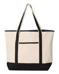 Q-Tees Q1500 34.6L Large Canvas Deluxe Tote - Natural/ Black - front