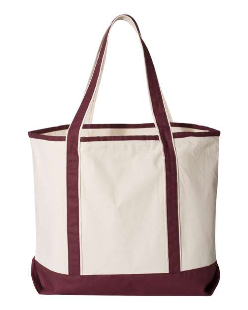 Q-Tees Q1500 34.6L Large Canvas Deluxe Tote - Natural/ Maroon - back