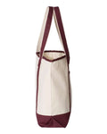 Q-Tees Q1500 34.6L Large Canvas Deluxe Tote - Natural/ Maroon - side